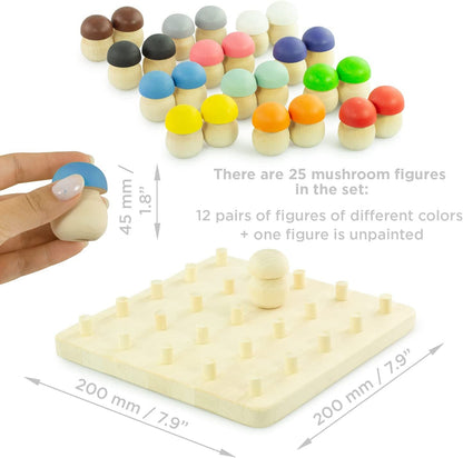 Ulanik Mushroom Glade Toddler Montessori Toys for 3+ Wooden Mushrooms Game for Learning Color Sorting and Counting