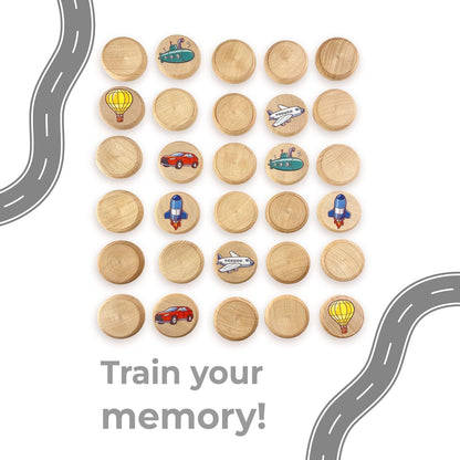 Ulanik Transport Matching Memory Game for Toddlers Age 3 + Preschool Wooden Board Games for Kids 4-8 Learning & Education