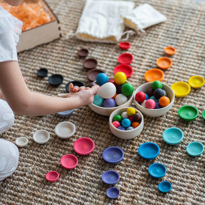 Ulanik Colors and Sizes Toddler Montessori Toys for 1+ Wooden Matching Game for Learning Color Sorting and Counting