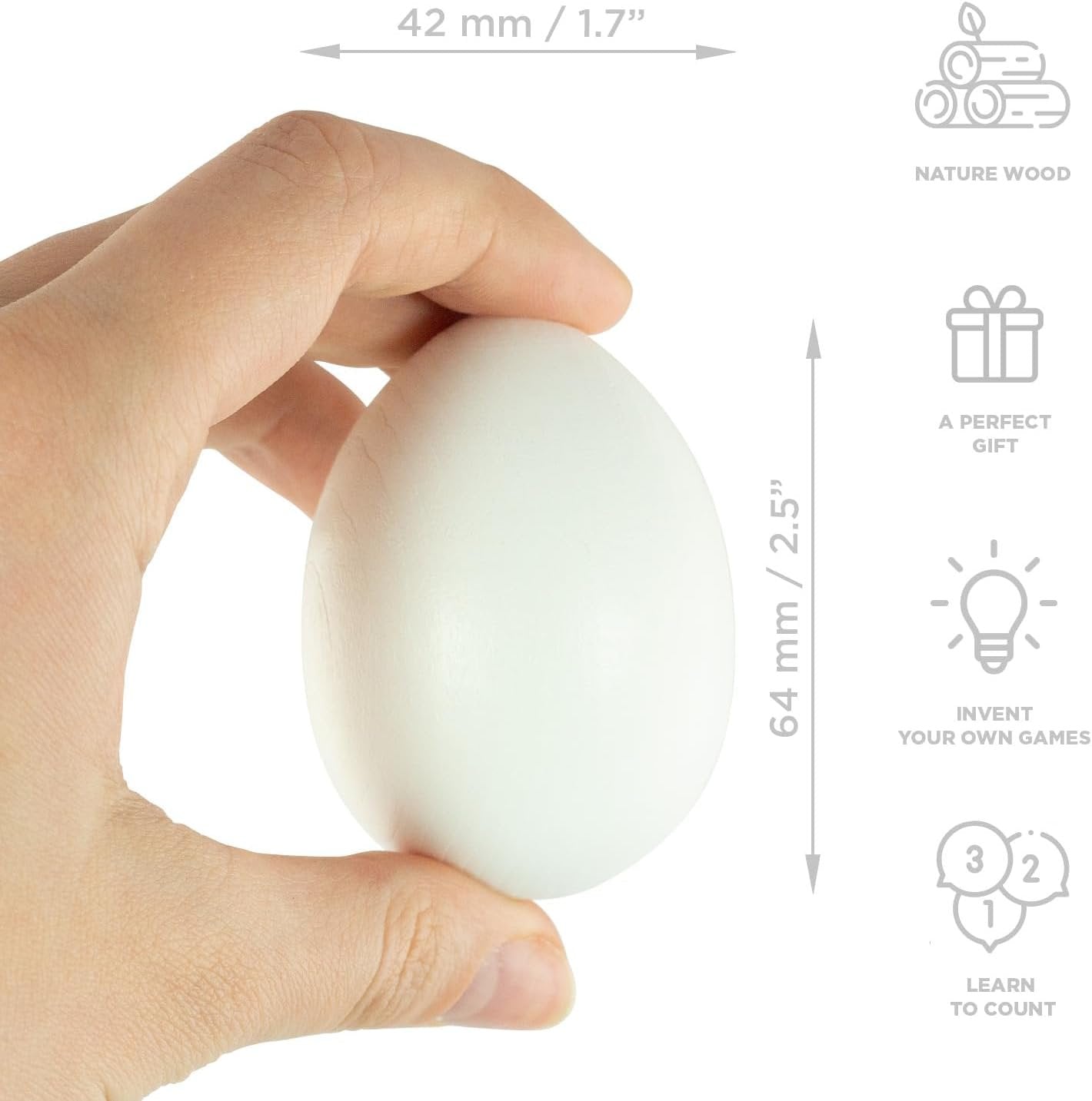 Ulanik Unfinished Wooden Eggs Toddler Montessori Toys for 3+ Blank Fake Eggs Game DIY Artificial Eggs for Laying Chickens