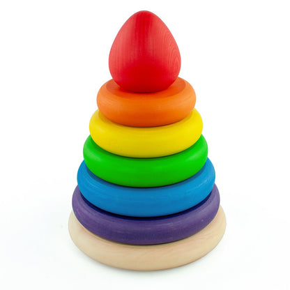 Ulanik Rings Stacker Toddler Montessori Toys for 1 Year Old + Wooden Stacking Rings Rainbow Stacker Game for Color and Size Sorting