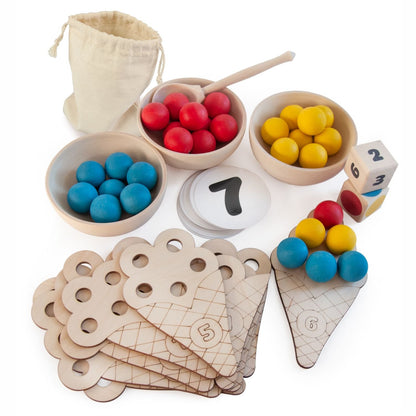 Ulanik Sweet Counting Toddler Montessori Toys for 3+ Wooden Matching Game for Learning Color Sorting and Counting